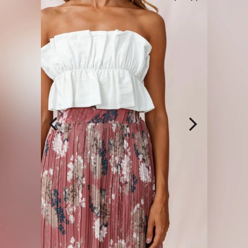 EUC Selfie Leslie Caroline Accordion Pleat Midi Skirt Rose - size XS